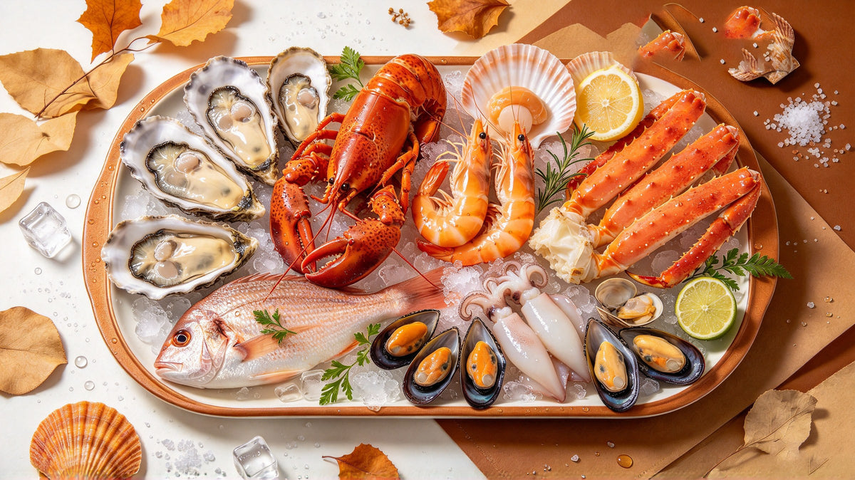 Seafood platter on ice